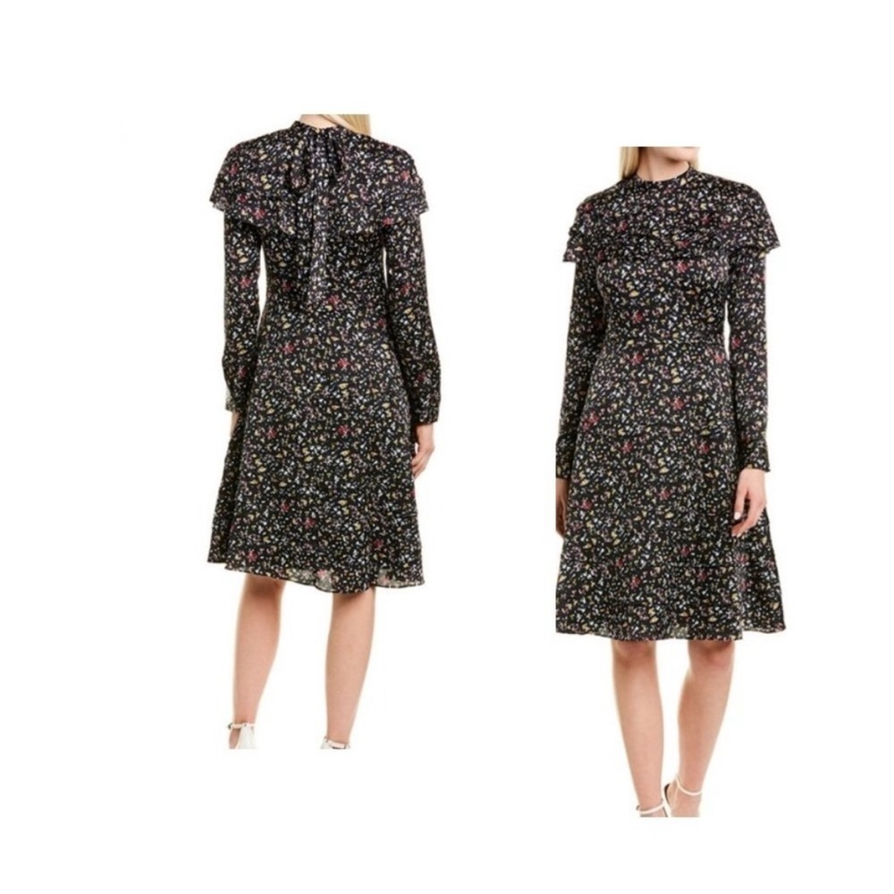 Ricki Freeman For Teri Jon Black Floral Long Sleeve Dress Size 18 NEW!